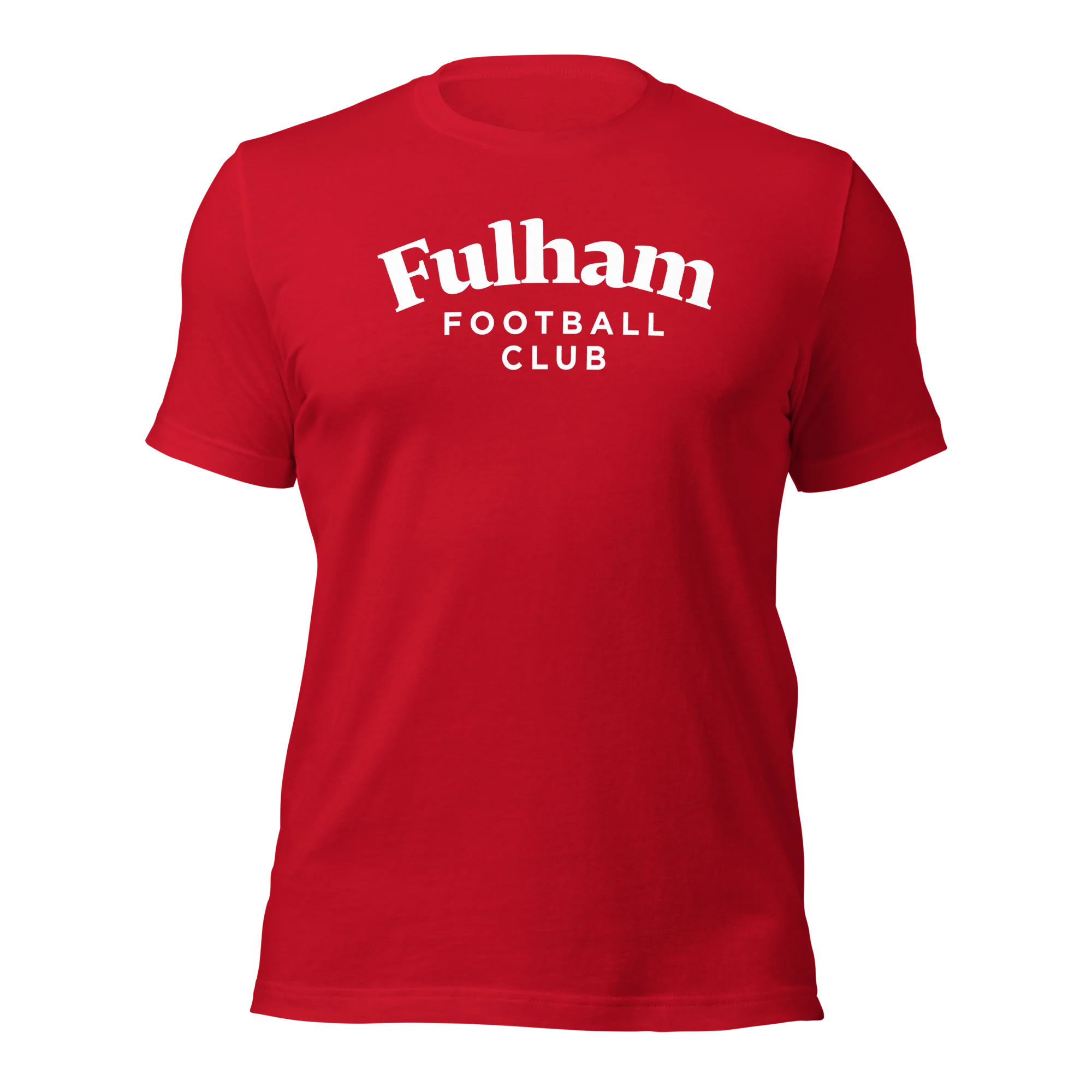 The Fulham FC Heritage Tee in red, front view. Fulham FC supporter t-shirt by The Riverside Co.