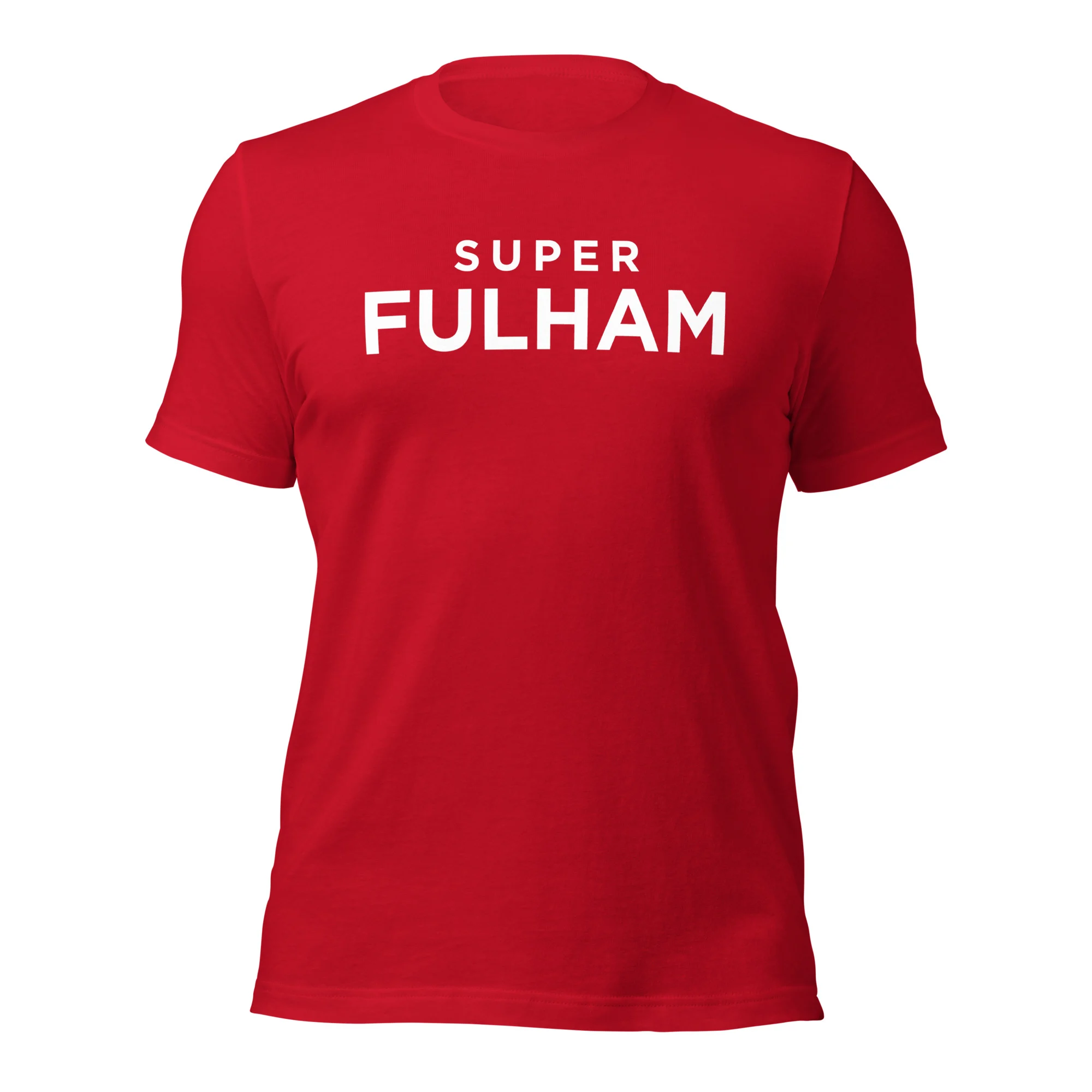 Come On You Whites Tee red unisex t-shirt front view – Fulham FC supporter merch by The Riverside Co.