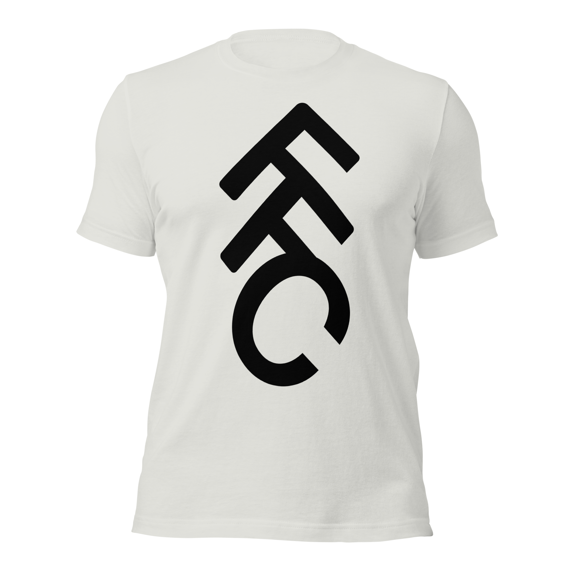 The FFC Tee silver unisex t-shirt front view – Fulham FC supporter merch by The Riverside Co.