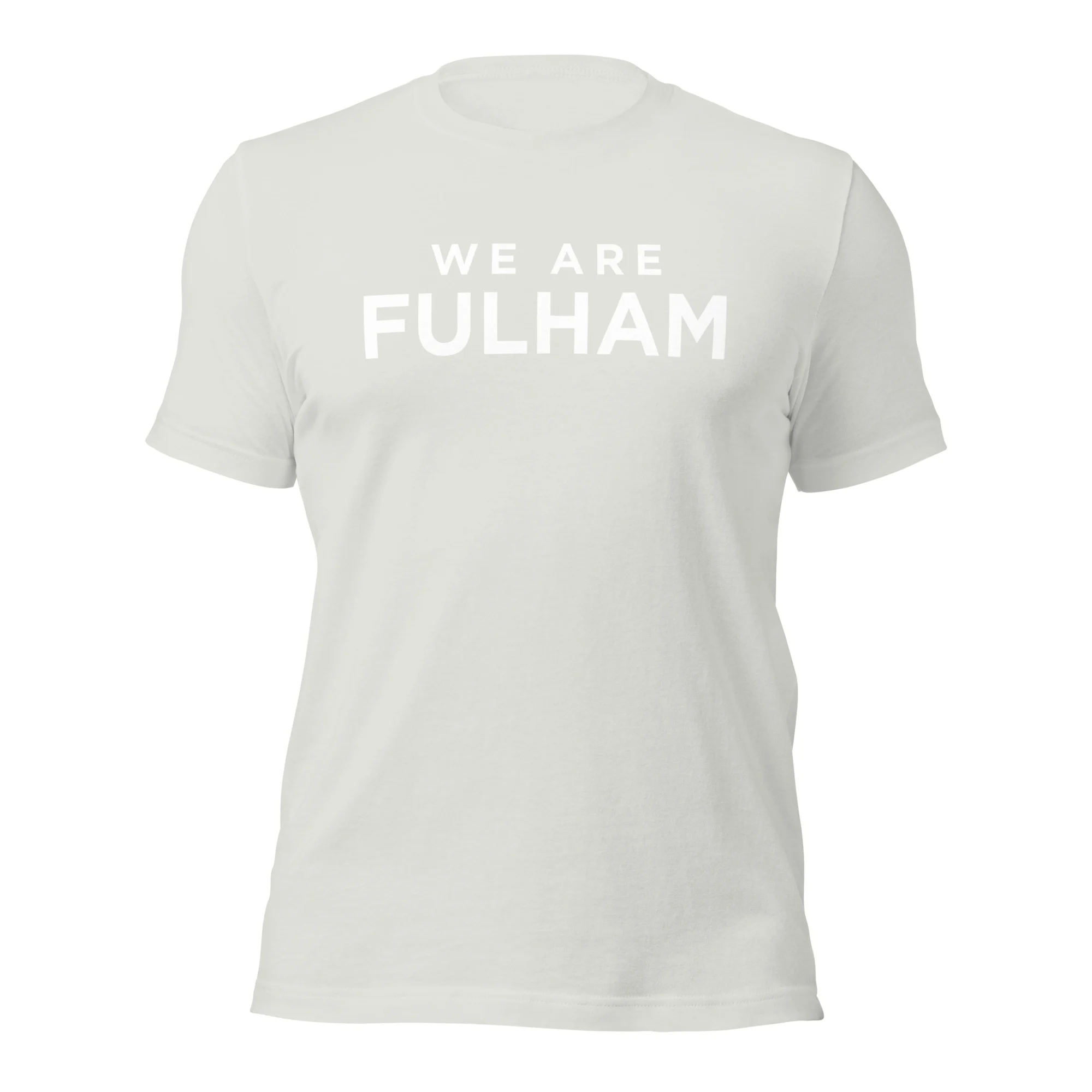 Come On Fulham Tee silver unisex t-shirt front view – Fulham FC supporter merch by The Riverside Co.